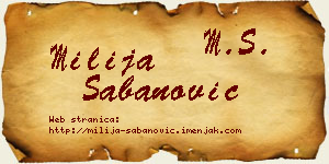 Milija Šabanović vizit kartica